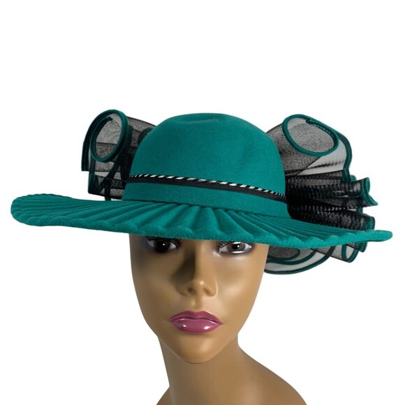 VTG Doeskin Felt Bollman Statement Derby Church Wedding Hat Large Netted Bow - Picture 5 of 7